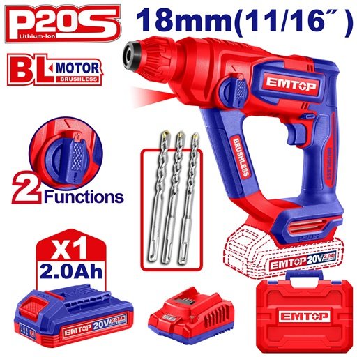 Cordless-rotary-hammer-ELRH201881-emtop-maroc
